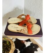 JOHNSTON &amp; MURPHY Paige Buckle Leather Slide Sandal, Tan/Orange, Size 11... - $59.00