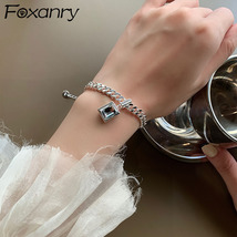 FOXANRY 925 Stamp Bracelets for Women Fashion Hip Hop Vintage Couples Simple Whi - £9.78 GBP