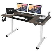 55 Inch Electric Height Adjustable Office Desk with Hook-Dark Gray - Color: Dar - £197.71 GBP