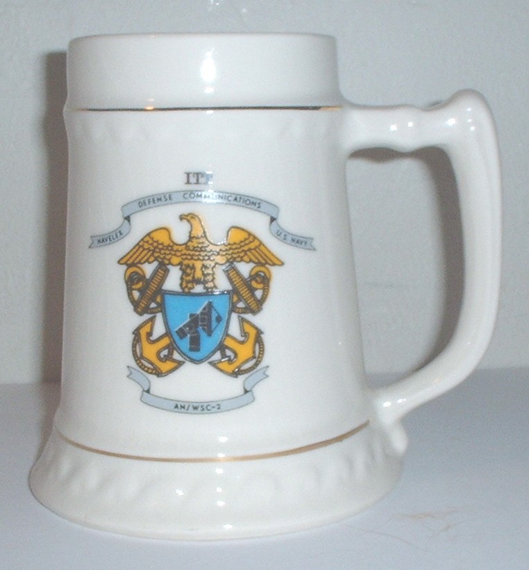 ceramic beer stein: USN US Navy ITT AN/WSC-2 satellite to ship communica... - $15.00