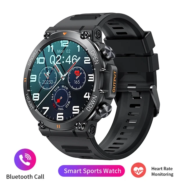 Rugged Military Smart Watch for Men AMOLED 100+Sports Watches BT Call Wa... - £46.74 GBP