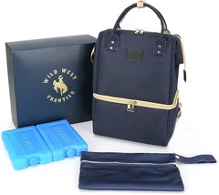 Breast Pump Backpack Navy Blue W Ice Packs NEW - $32.43