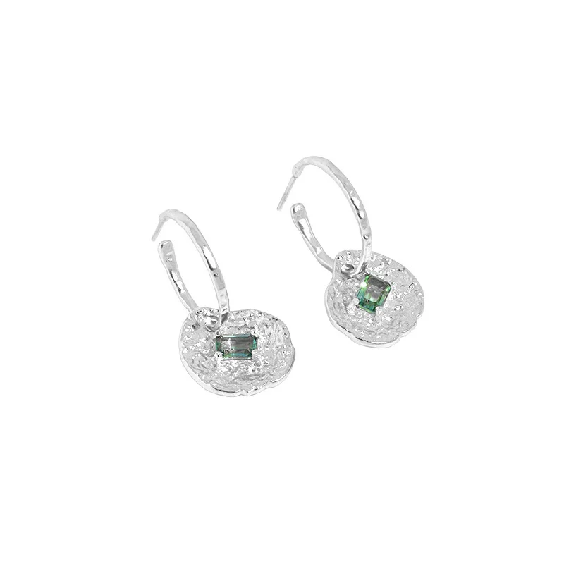 Zircon Lotus Leaf Dangling Earings Designer Earrings For Women Sterling Silver 9 - £31.26 GBP