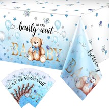 Bear Baby Shower Tablecloth Plastic Bear Table Cover We Can Bearly Wait ... - $30.99