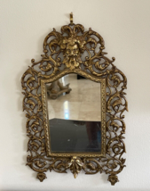 Antique  Signed P.E. Guerin Rococo Brass Wall Mirror - £237.19 GBP