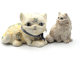2 Vintage Cat Kitten Kitty Figurines Meow Chalk-Ware &amp; Ceramic Small AS IS - £12.74 GBP