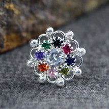 Medusa Vero Argento Sterling Multi Cz Donna Naso Bottone Spingere Pin - $16.53