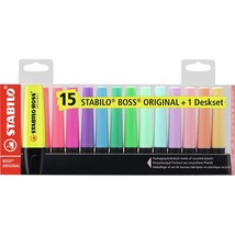 STABILO BOSS Original Fluorescent and Pastel Highlighters  Deskset of 15 Assorte - £30.36 GBP