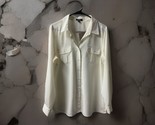 Elementz Roll Tab Sleeved Button Front Blouse Womens Size L Cream Pocket... - $14.73
