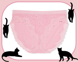 M Pink Leopard Lace Seamless Noshow Victorias Secret High-Leg Waist Brief Pantie - £8.62 GBP