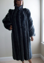 New GRAY Fox Faux Fur Full Length Coat Woman Size Medium Possible Large ... - $109.99