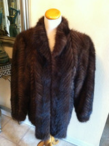  CLASSY Brown Mink fur Jacket FABULOUS  CHeVRoN VINTAGE Sizes: Small - M... - £273.81 GBP