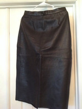 New Women Genuine Leather Skirt Pencil Black Vintage SIZE: Large - $64.99
