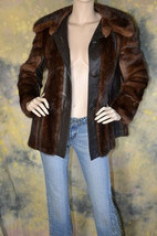  Natural Dark Mink Fur  and Leather Women Coat - Size: Small EXCELLENT  ... - £230.29 GBP