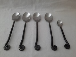 Lot of 5 ~ Gourmet Settings Treble Clef Stainless Forged 4 Spoons &amp; 1 Demitasse - £19.85 GBP