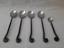 Lot of 5 ~ Gourmet Settings Treble Clef Stainless Forged 4 Spoons &amp; 1 De... - £19.34 GBP