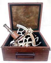 8&quot; Heavy Brass Antique Sextant With Wooden Box Maritime Nautical Ship Astrolabe - £155.01 GBP