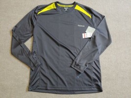 REEBOK Slim Athletic Fit Shirt Mens Size Small Gray Yellow NEW - $24.70