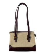 Etienne Aigner Natural Canvas Brown Faux Leather Double Handle Bag Purse... - $16.82