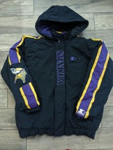 Vintage Starter Pro Line Minnesota Vikings Coat size LARGE L jacket Puffer black - £98.06 GBP
