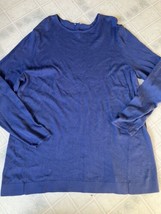 J. Jill Pullover Sweater XL Seamed Back Blue Long Sleeve Soft Cotton Blend - $37.18