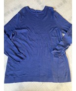 J. Jill Pullover Sweater XL Seamed Back Blue Long Sleeve Soft Cotton Blend - £29.37 GBP