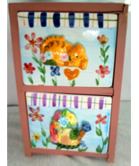 Decorative Wood Ceramic Two Drawer Jewelry Chest Trinket Box Cat Floral ... - £8.20 GBP