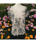 Denim Supply Ralph Lauren Top M Shirt Sheer Floral Lace Babydoll Coquett... - £23.34 GBP