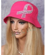 Pink Rhinestone Vintage Distressed Breast Cancer Ribbon Hat Fashionable ... - $19.95