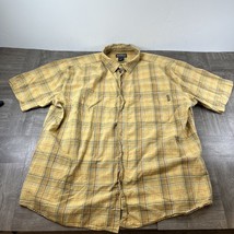 Woolrich Shirt Mens XL Yellow Short Sleeve Button Up Casual Plaid - £7.49 GBP