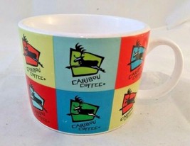 Caribou Coffee Mug - POP ART - Harlequin Bright Colorful Rare Logo  13oz - £7.85 GBP