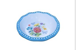 The Pioneer Woman Bowl Pie Pan Blooming Bouquet 5.5” Mini Teal Edge Whit... - $13.07
