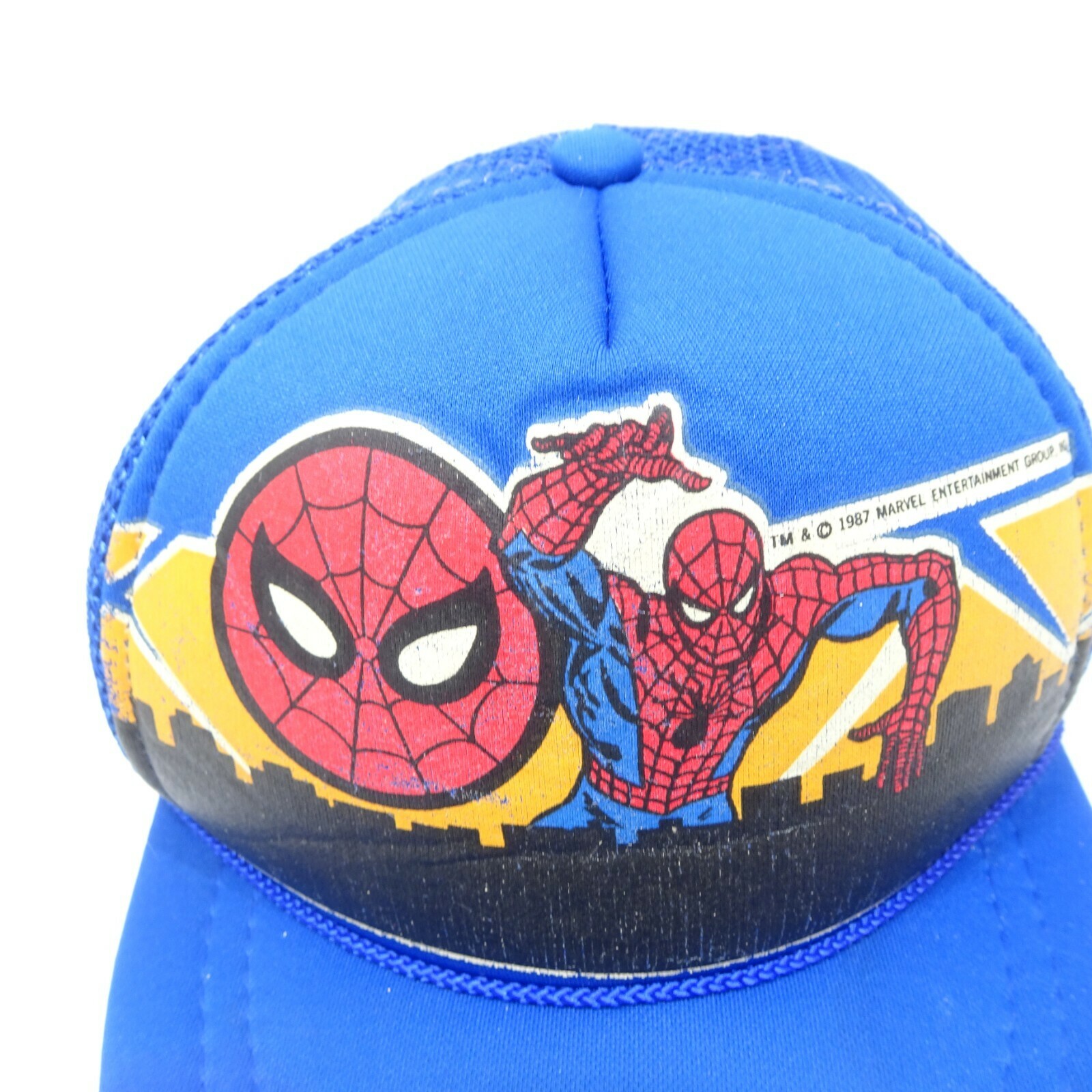 1987 Vintage Kids' Spiderman Marvel Trucker snapback Hat Cap Blue Item image 3