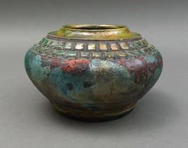Dennis Ott Signed Handcrafted Raku Studio Art Pottery Vase Pot - £78.65 GBP