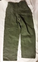 Vintage German Military Cold Weather Green Overdeck Cotton Poly Pants 28X30 - £48.78 GBP