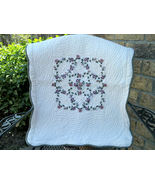 SALE! Vintage Pair Pink Roses Quilted Pillow Shams Cottage Chic for Bed ... - £23.97 GBP