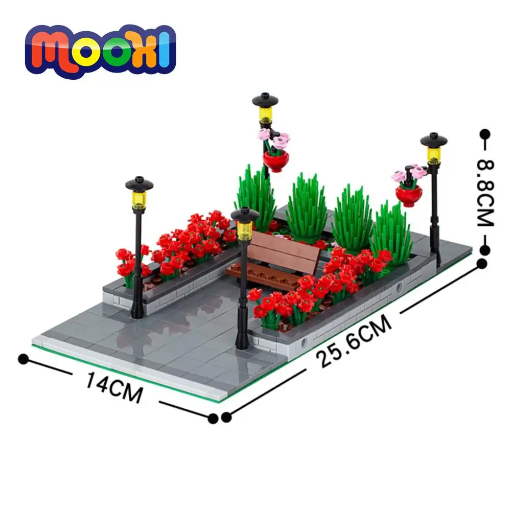 MOOXI City Street View Flower Bed Bench DIY Model Blocks Building Brick - £39.80 GBP