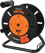 Extension Cord Storage Reel with 4-Grounded Outlets, Heavy Duty Open - $86.99