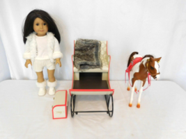 American Girl Doll Dark Brown Hair Hazel Eyes + Winter Wonder Sled + Win... - $64.35