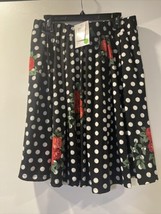 Lularoe Llr Madison Size Xl Flowy Black Skirt With Polkadots And Red Roses #705 - £30.16 GBP