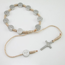 12pcs of Adjustable round metal beads religious rosary rope bracelets - £20.15 GBP