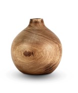 Elegant Grain Round Shaped Stained Mango Tree Wooden Vase - £22.88 GBP