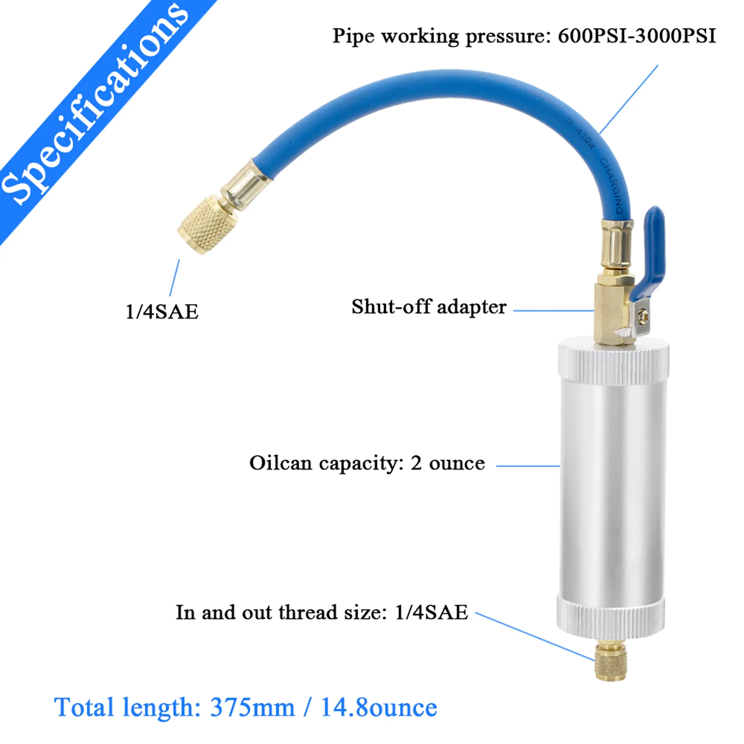Air conditioning car oil injection dye injector tool r12 r134a 2 ounce 1 4 pure liquid thumb200