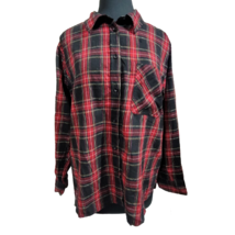 Black and Red Plaid Flannel Button Up Shirt Size XL - £19.73 GBP