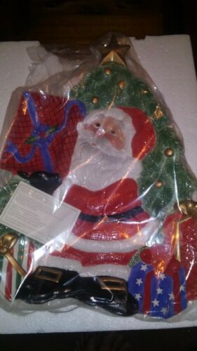 2004 FITZ AND FLOYD HAPPY HOLIDAYS CHIP & DIP PLATTER CHRISTMAS SANTA CLAUS NEW - £54.50 GBP