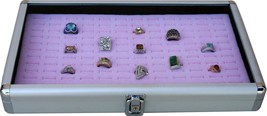  Aluminum 72 Ring Case Box Display With Pink Insert - £38.71 GBP