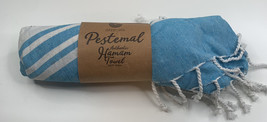 Greecing Pestemal NWT authentic hamam Bath towel 90x180cm blue White Str... - £19.16 GBP