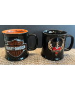 HARLEY DAVIDSON OFFICIALLY LICENSED COFFEE MUGS-RAISED LOGO LOT OF 2 - £22.32 GBP