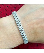 4 Ctw D/FL Moissanite 14K White Gold Plated Cuban Link Men&#39;s 8 MM Bracel... - €284,14 EUR