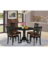 5-Piece Dining Set Kitchen Table and Chairs Wood Black Faux Leather Padd... - $1,158.89